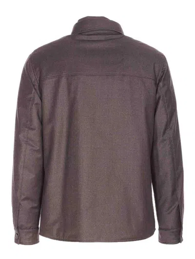 Moorer Brown Duino Down Jacket With Buttons Closure In Multi