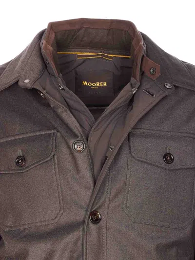Moorer Brown Duino Down Jacket With Buttons Closure In Multi