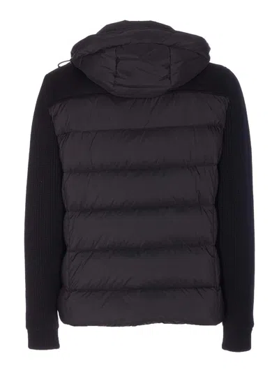 Moorer Hooded Padded Quilted Jacket Sleeves In Black