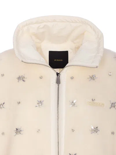 Pinko White Graciana Bomber In Animal Print