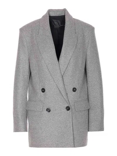 Pinko Longline Jacket Notched Lapels In Gray