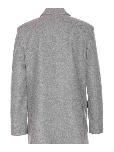 Pinko Longline Jacket Notched Lapels In Gray