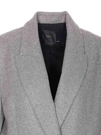 Pinko Longline Jacket Notched Lapels In Gray