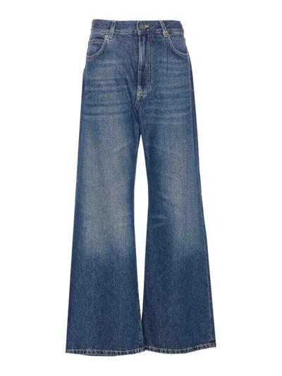Pinko Denim Wanda Wide Leg Jeans In Blue