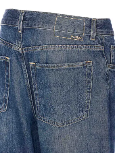 Pinko Denim Wanda Wide Leg Jeans In Blue