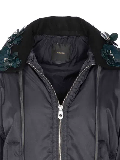 Pinko Black Clarina Padded Jacket In Blue