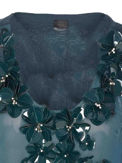 Pinko Sleeveless Scoop Neck Top Sequins In Blue