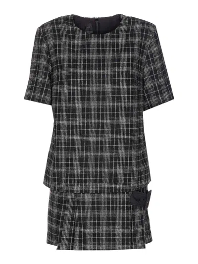 Pinko Robe Courte À Carreaux In Black