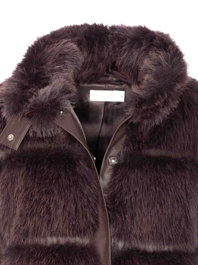 Patrizia Pepe Faux Fur Jacket In Brown