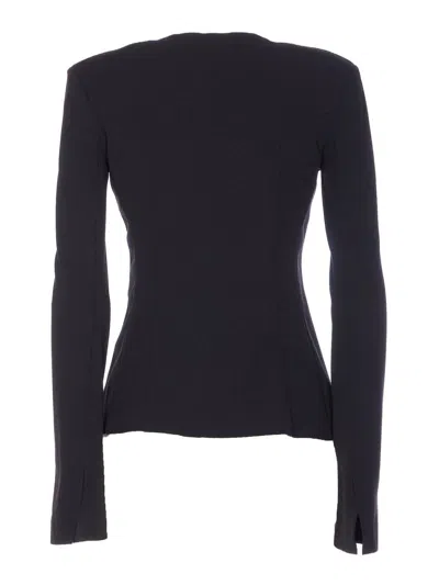 Patrizia Pepe Black Jacket With Frontal Zip Closure In Animal Print