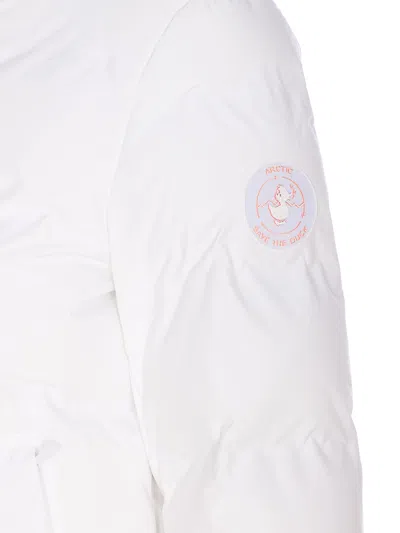 Save The Duck White Down Jacket In Multi
