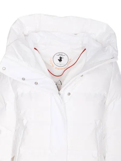 Save The Duck White Down Jacket In Multi