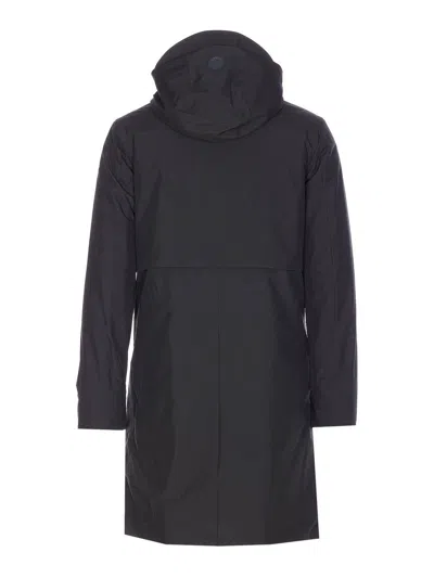 Save The Duck Black Coat With Zip And Buttons Closure In Multi