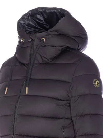 Save The Duck Black Down Jacket With Frontal Zip Closure In Blue