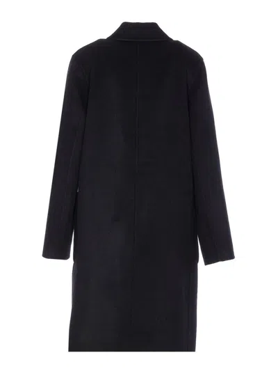 Tory Burch Jacquard Wool Coat With Monogram T In Black