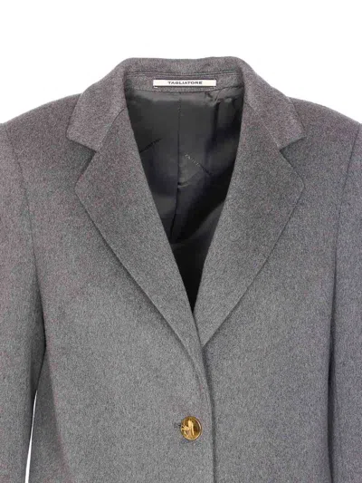 Tagliatore Grey Amanda Coat With Frontal Buttons Closure In Gray