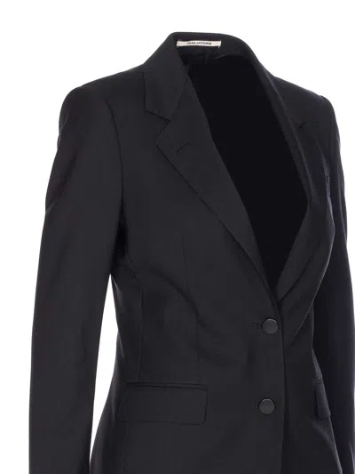 Tagliatore Notched Lapel Jacket Long Sleeves Pockets In Black