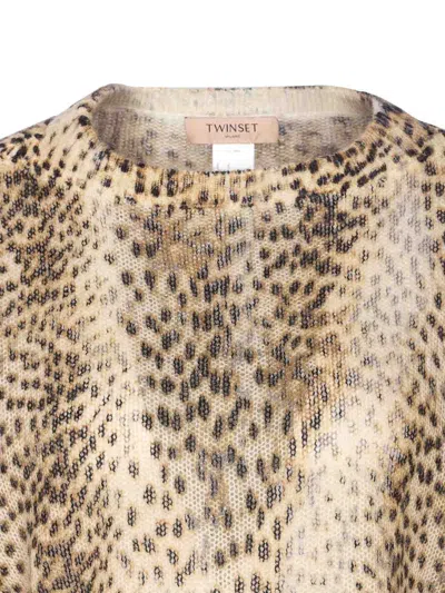 Twinset Leopard Sweater In Brown