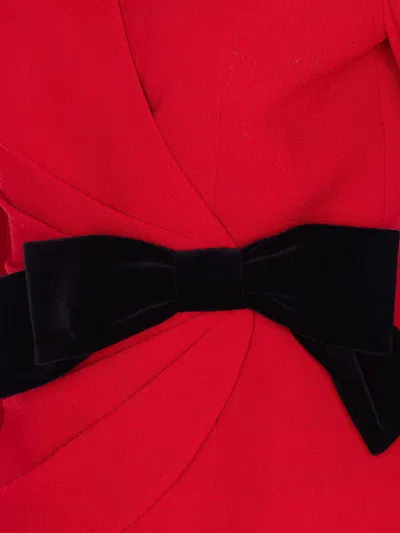 Valentino Wool Crepe Contrasting Bow Jacket In Red