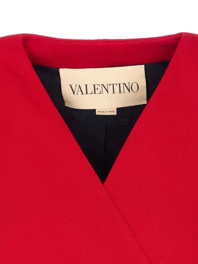 Valentino Wool Crepe Contrasting Bow Jacket In Red