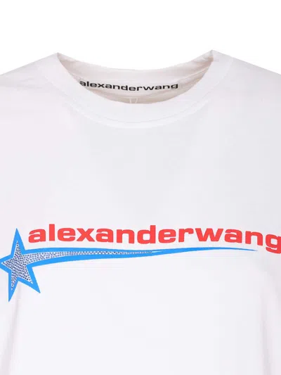 Alexander Wang Crystal Hotfix Star Jersey T-shirt In White