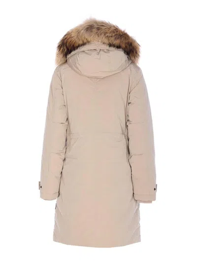 Woolrich Beige Grace Fur Parka In Brown