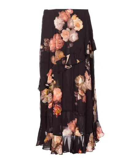 Zimmermann Hypnotic Asymmetric Midi Skirt In Black