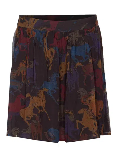 Zadig & Voltaire Jadys Mousseline Horses Skirt In Animal Print