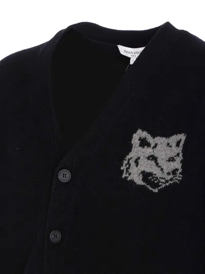 Maison Kitsuné Black Fox Head Cardigan With Buttons Closure In Multi