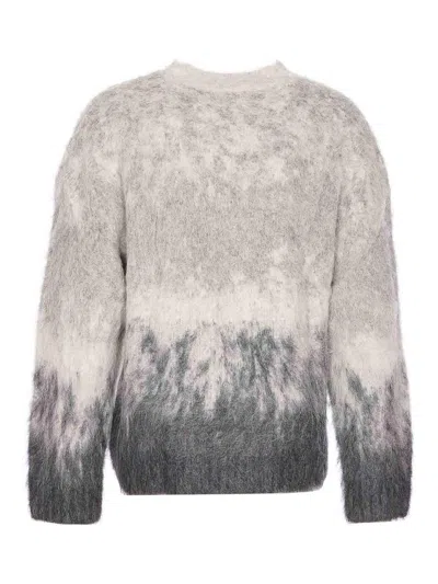 Represent Mens Light Grey Ombre Brushed Knitted Jumper In Gray