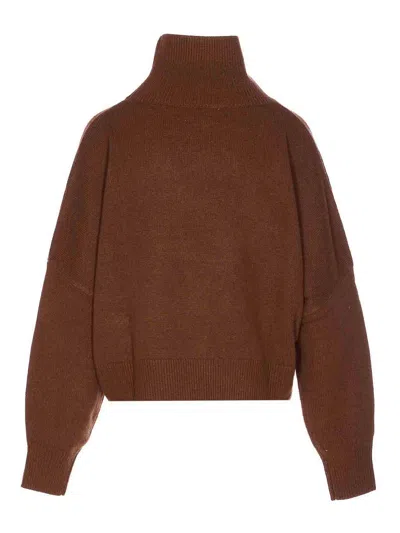 Loulou Studio Luke Stand Collar Sweater In Brown