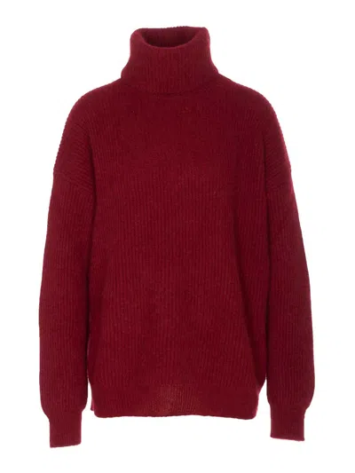 Uma Wang High Neck Turtleneck Knitwear Relaxed Fit In Red