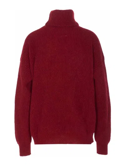 Uma Wang High Neck Turtleneck Knitwear Relaxed Fit In Red