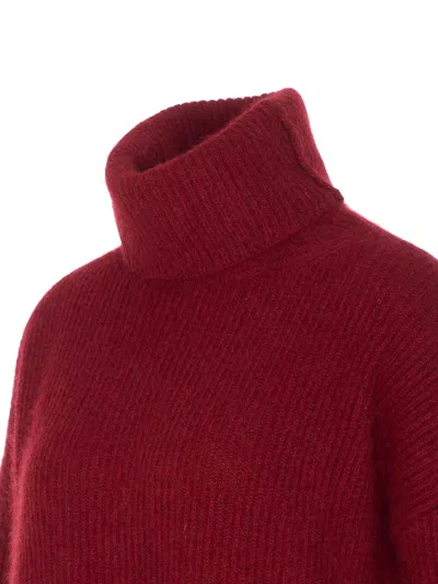 Uma Wang High Neck Turtleneck Knitwear Relaxed Fit In Red