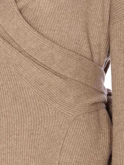 Uma Wang Wrap Cardigan With Belted Waist And Bow In Neutral