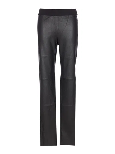 Uma Wang Stretch Leather Trousers Seam Detailing In Black