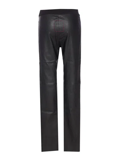 Uma Wang Stretch Leather Trousers Seam Detailing In Black