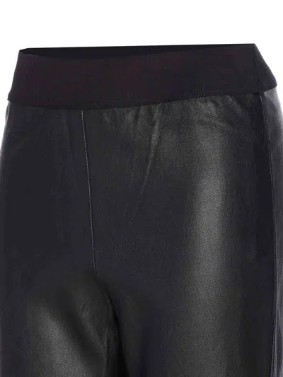 Uma Wang Stretch Leather Trousers Seam Detailing In Black