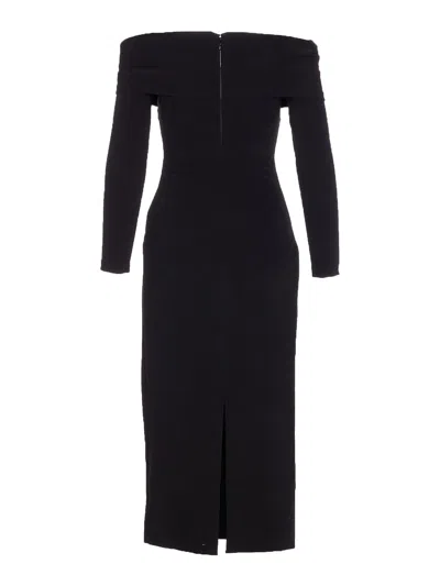 Solace London Black Yuni Midi Dress In Black