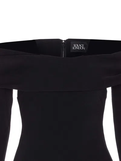 Solace London Black Yuni Midi Dress In Black