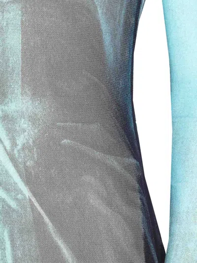 Jean Paul Gaultier Mesh Long Dress In Blue