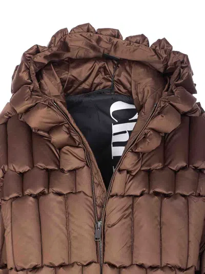 Raxxy Brown Patterned Down Jacket In Brown