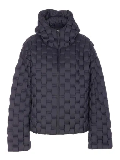 Raxxy Black Patterned Down Jacket In Blue