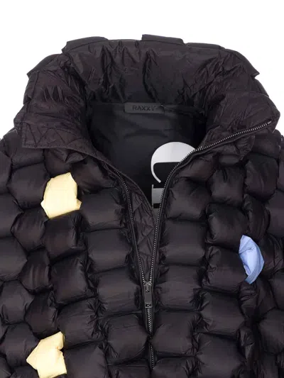 Raxxy Black Down Jacket With Frontal Zip Closure In Black