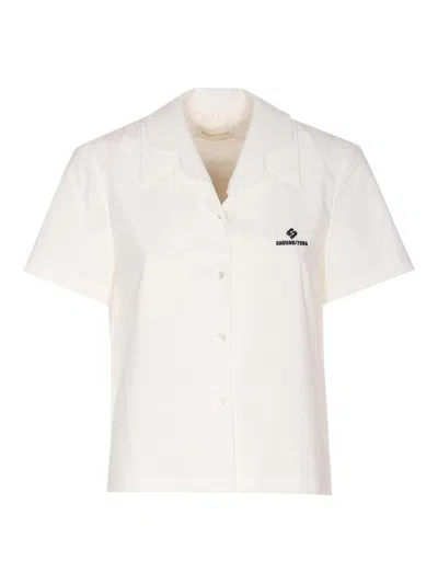 Shushu-tong Double Layered Collar Shirt In White