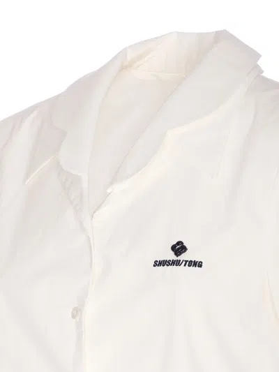Shushu-tong Double Layered Collar Shirt In White