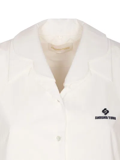 Shushu-tong Double Layered Collar Shirt In White