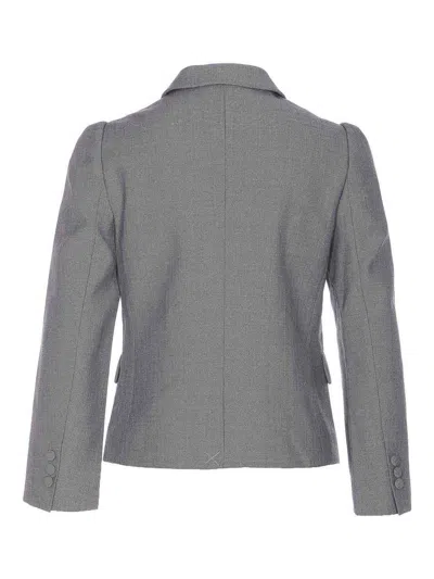 Shushu-tong Grey Jacket With Notched Revers And V Neck In Wool Blend Woman In Gray