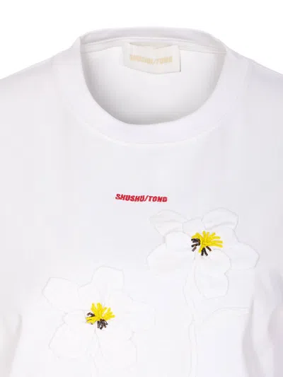Shushu-tong Hand Sewn Flower T-shirt In White