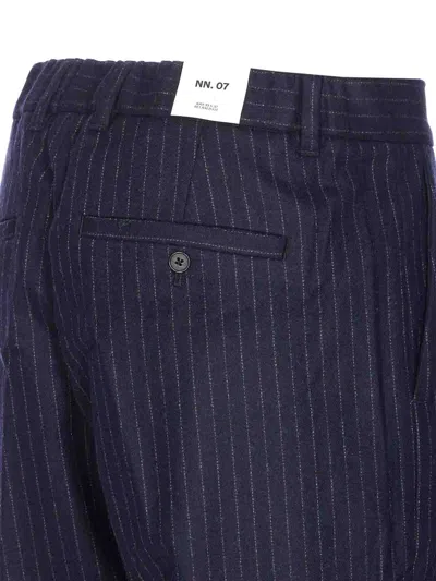 Nn07 Pinstripe-pattern Trousers In Blue